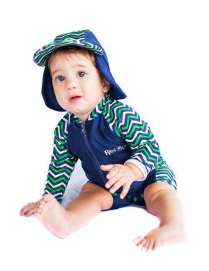 Chevvy Green Short Sleeve Swimsuit & Hat Set