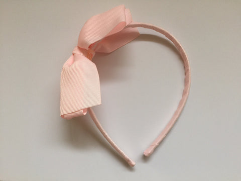 Headband - pink with pink grosgrain bow